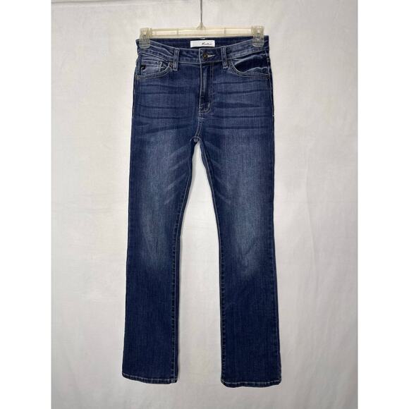 Kancan Jeans High Rise bootcut Medium Dark wash denim Stretch Whiskered Size 27 - Picture 1 of 5